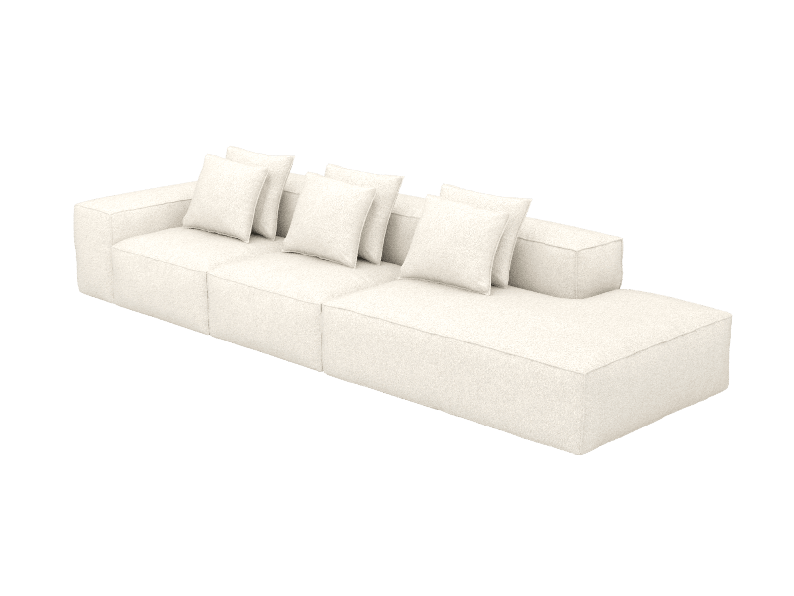Riley Boucle Ivory 4 Seater Terminal Right Modular Sofa color Boucle Ivory