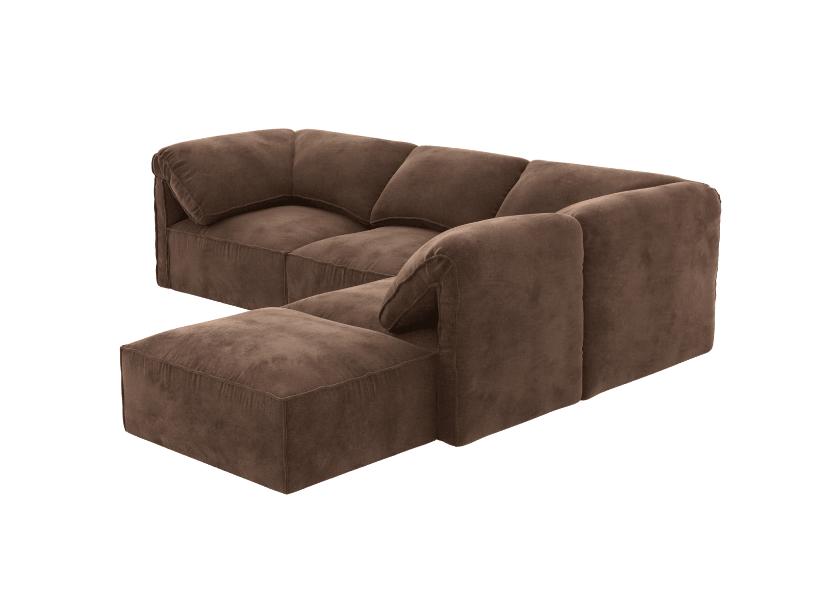 Kai Muse Chocolate Modular Sofa with Ottoman - 4 Seater color Muse Chocolate