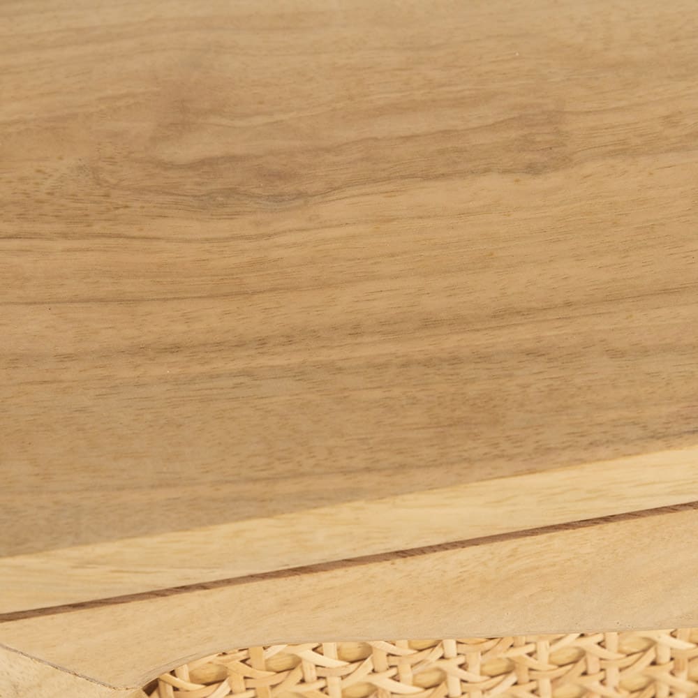 Baxter Mango Wood and Rattan Bedside Table - 2 Drawer color Natural