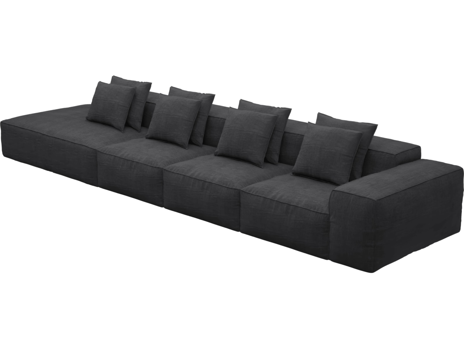 Riley Plaza Flint Grey Modular Sofa - 1x Arm, 3x Armless, 1x Left Terminal color Plaza Flint Grey