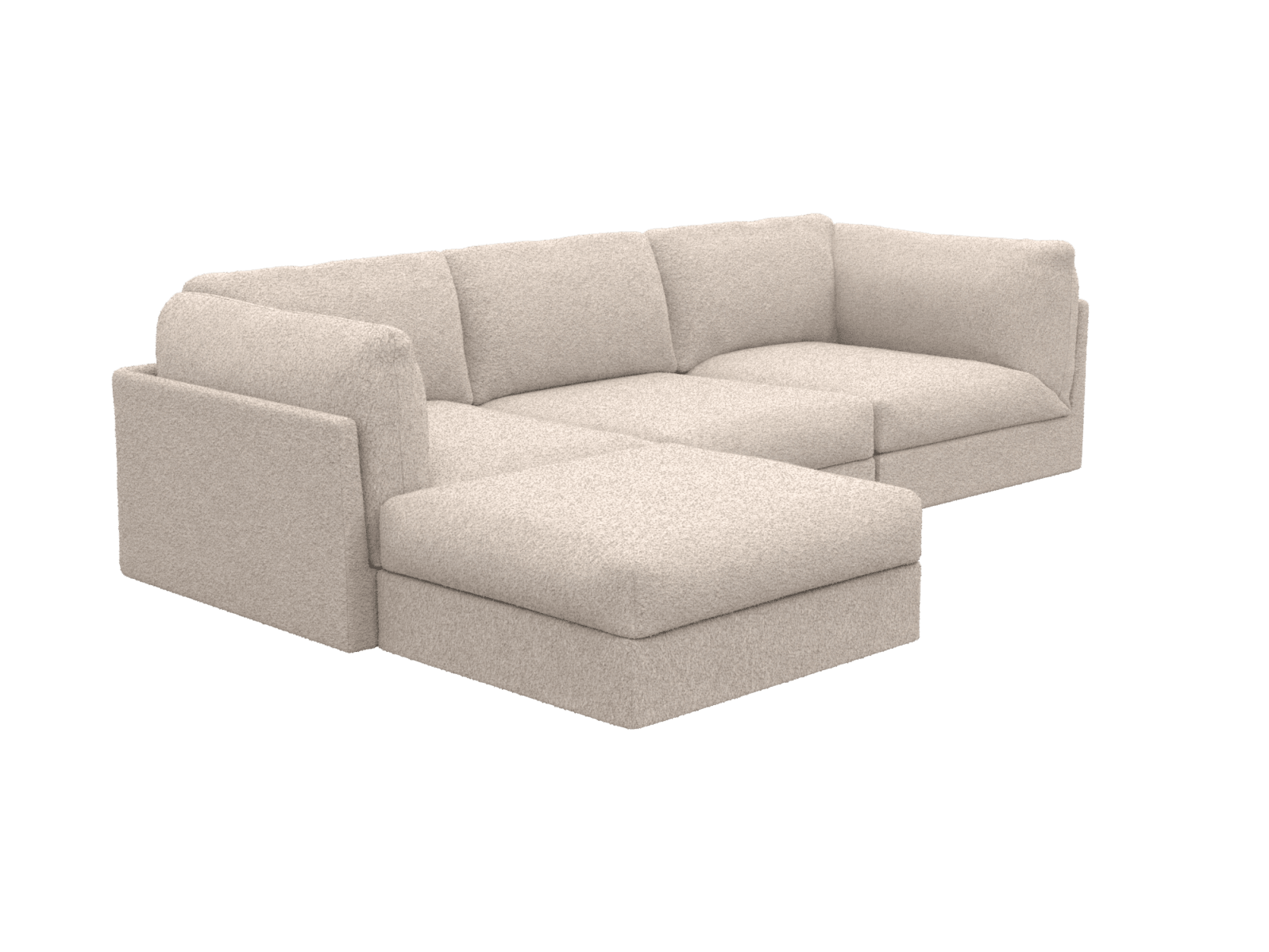 Finley Boucle Pumice Modular Sofa - 3 Seater and Ottoman color Boucle Pumice