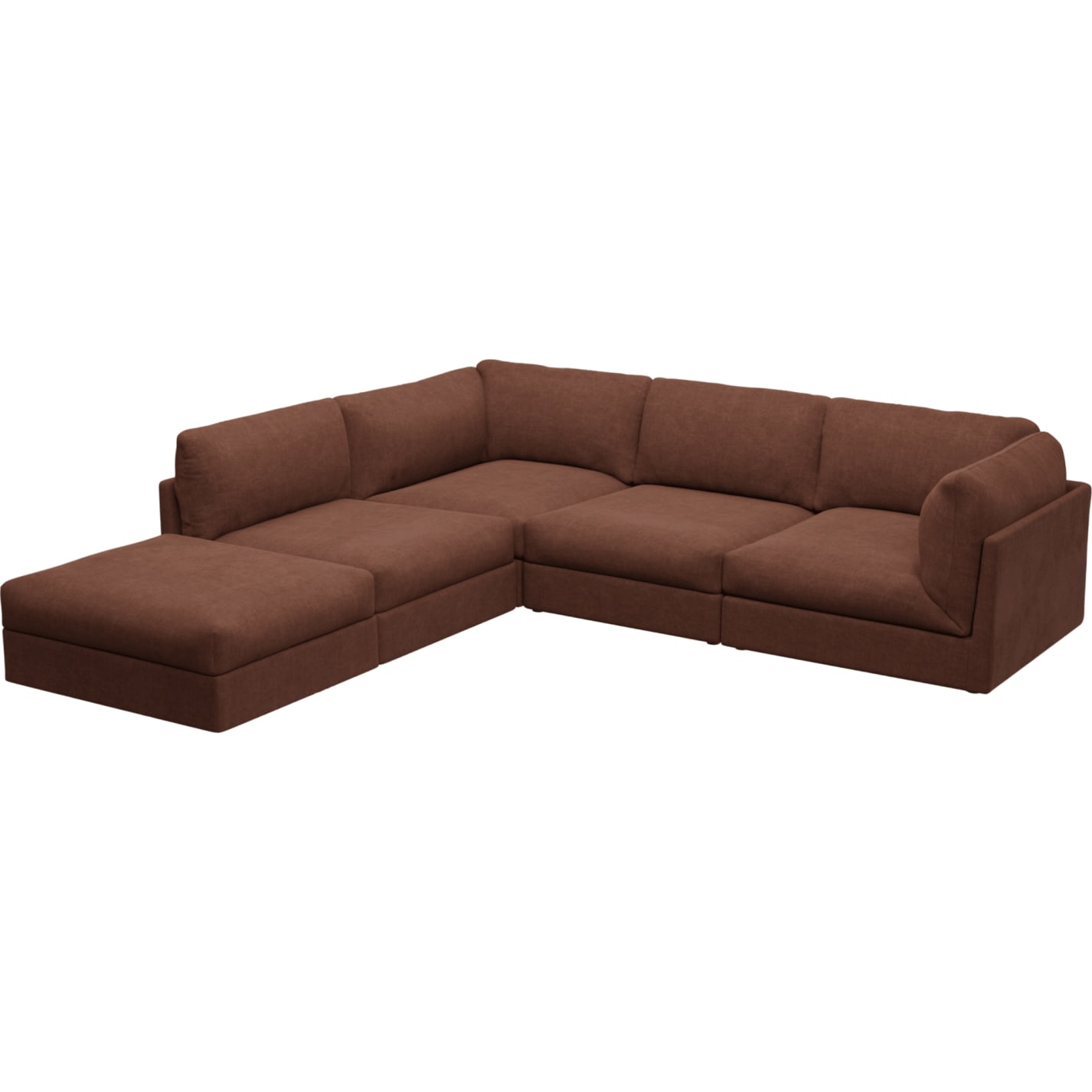 Finley Muse Rust Modular Sofa - 5 Seater LAF Terminal color Muse Rust