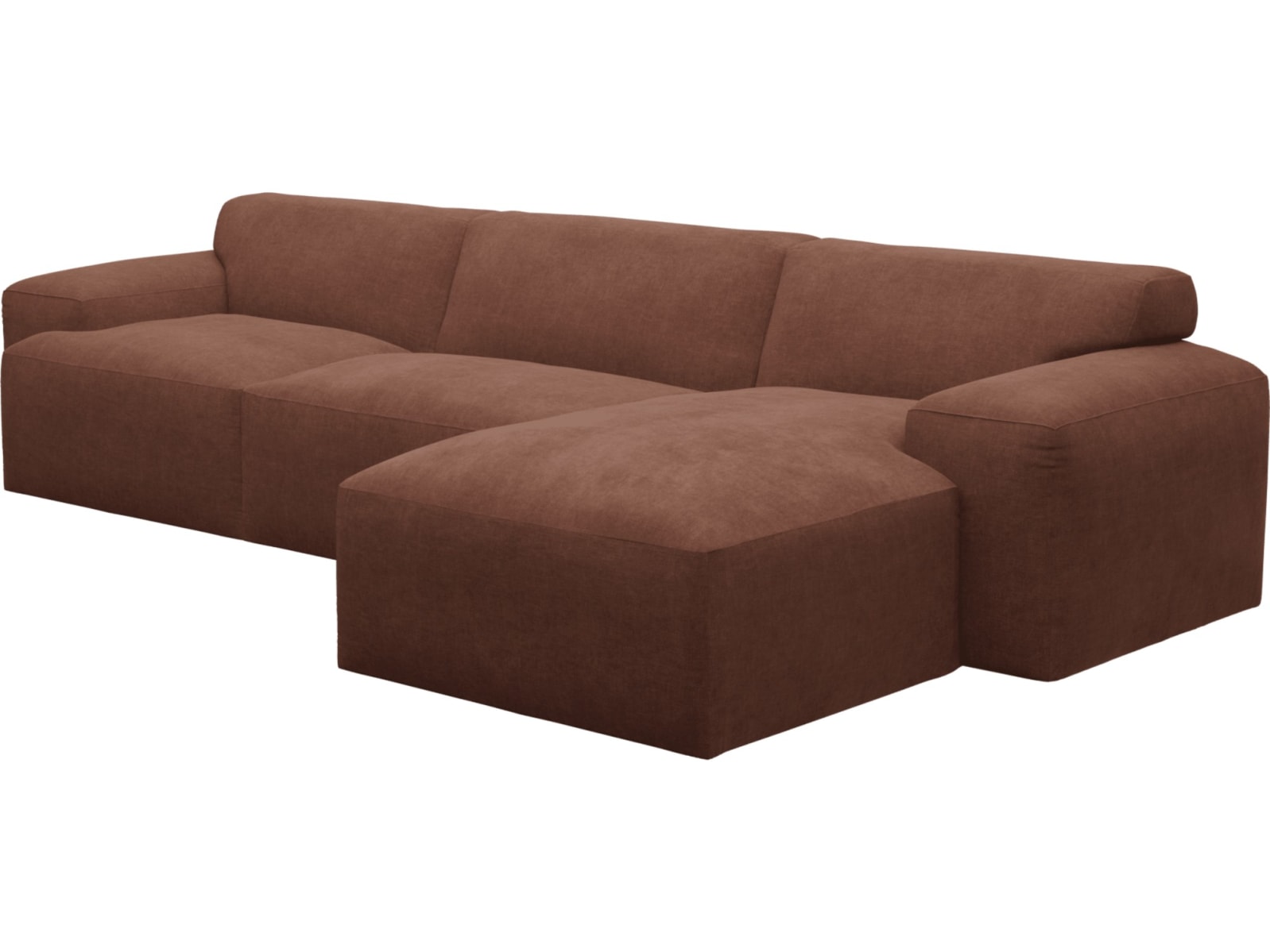 Copenhagen Muse Rust Chaise Sofa - 3 Seater color Muse Rust