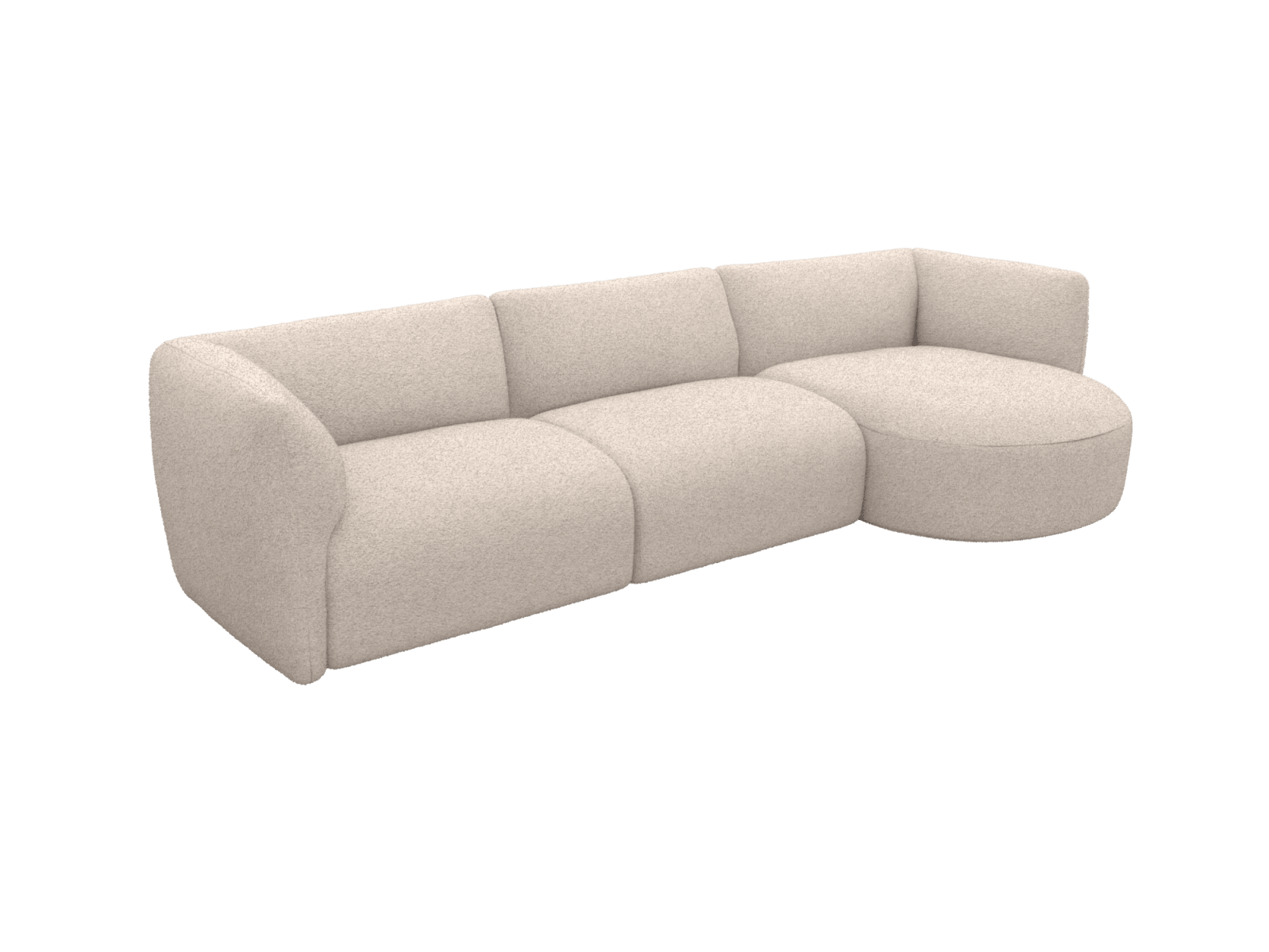 Dillon Boucle Pumice Round Chaise Sofa - 3 Seater color Boucle Pumice