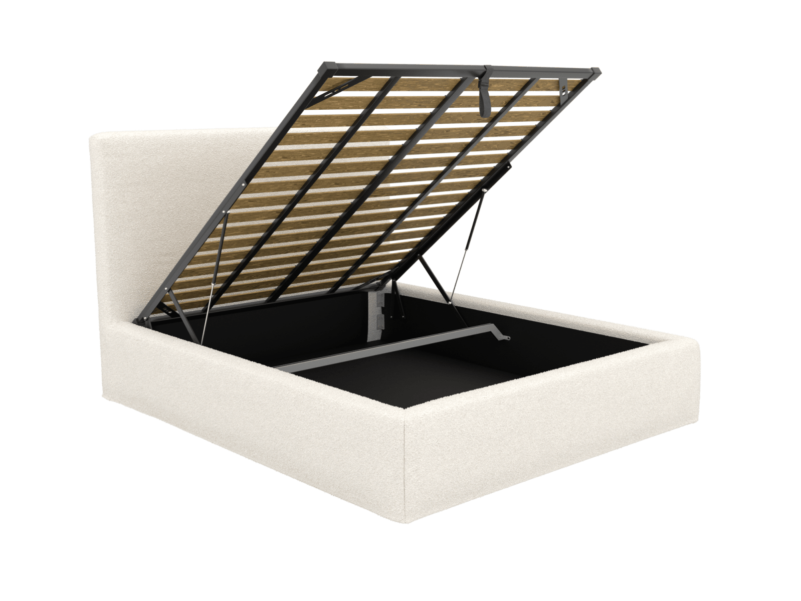 Willow Gas Lift Bed Boucle Ivory color Boucle Ivory