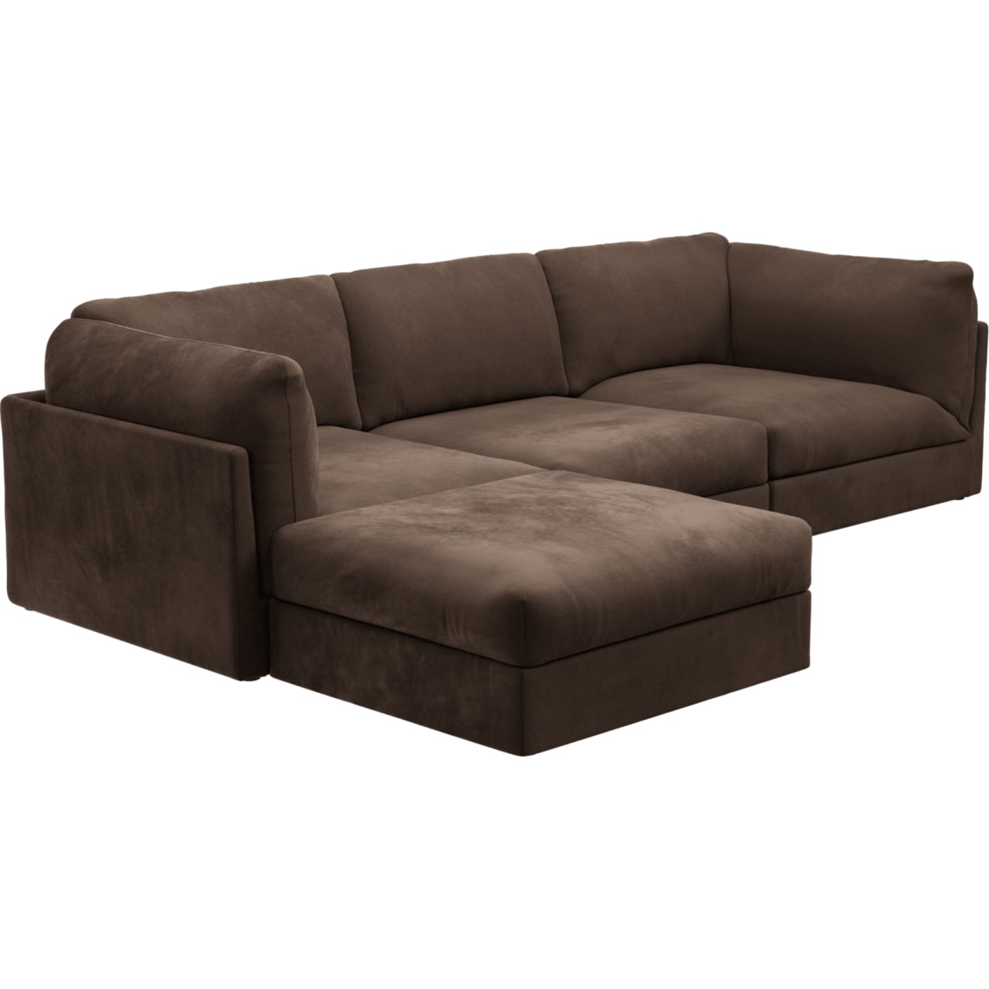 Finley Muse Chocolate Modular Sofa - 3 Seater and Ottoman color Muse Chocolate