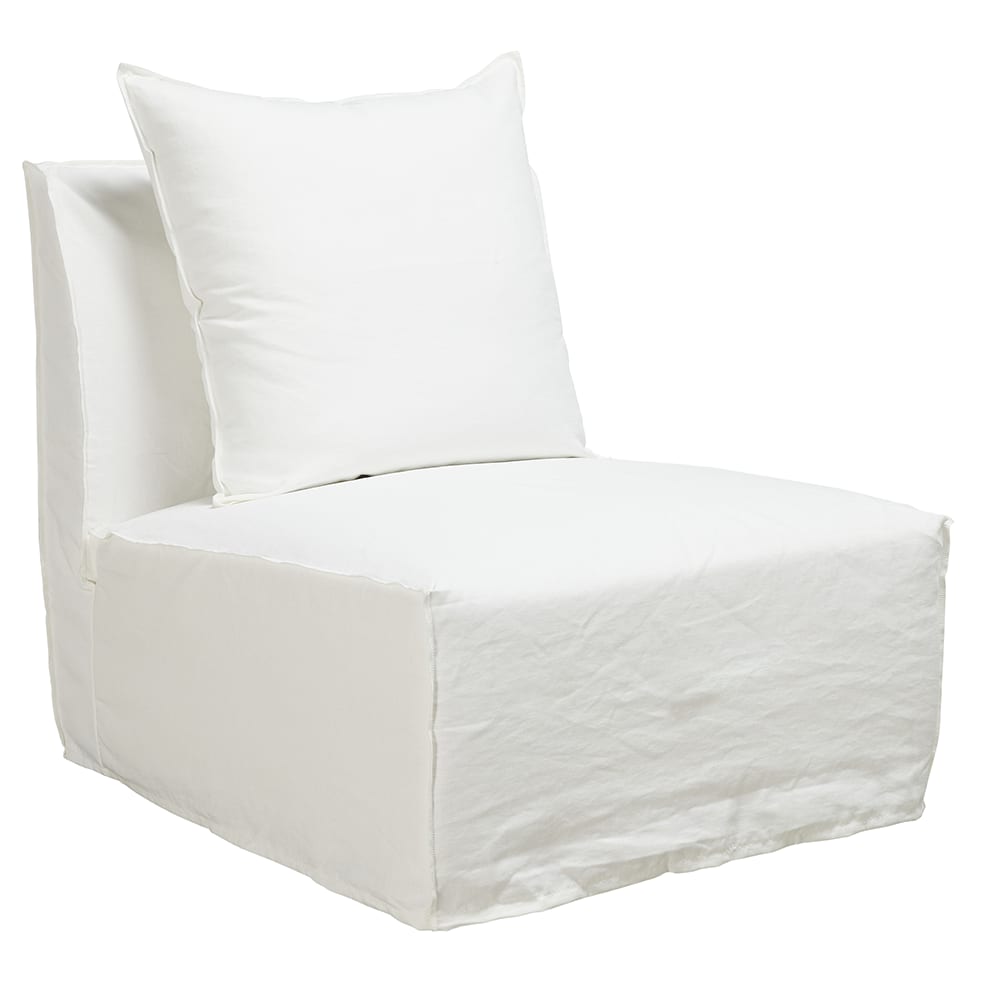 Como Linen Armless Slipper Chair Cover Pure White - 1 Seater color Linen Pure White