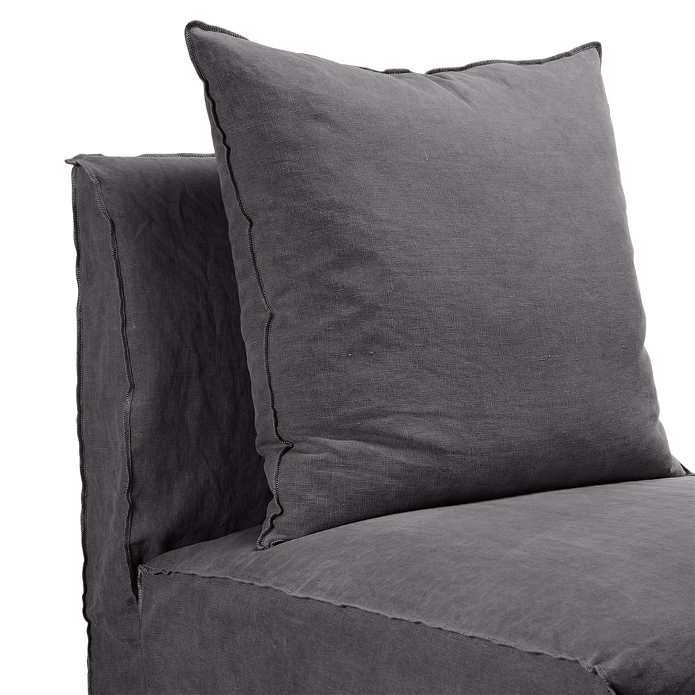Como Linen Armless Slipper Chair Cover Charcoal - 1 Seater color Linen Charcoal