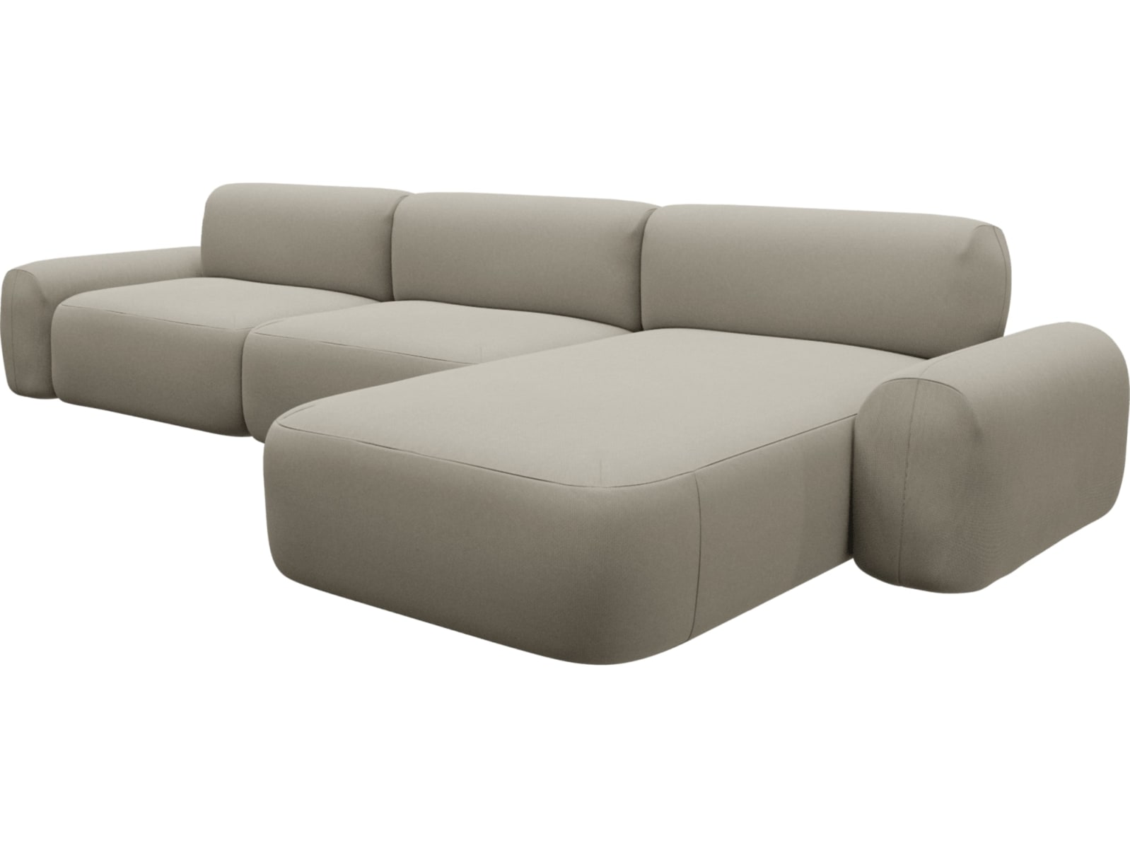 Beckett Plaza Natural Chaise Sofa - 3 Seater color Plaza Natural