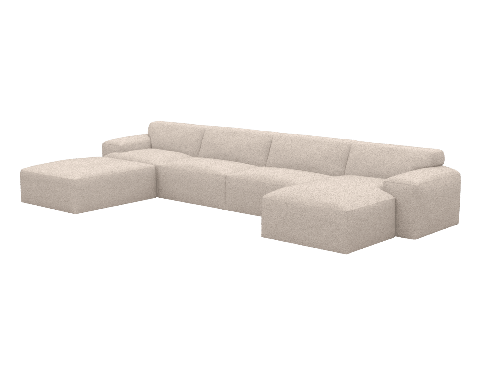 Copenhagen Boucle Pumice Chaise Sofa - 5 Seater U Shaped Modular color Boucle Pumice
