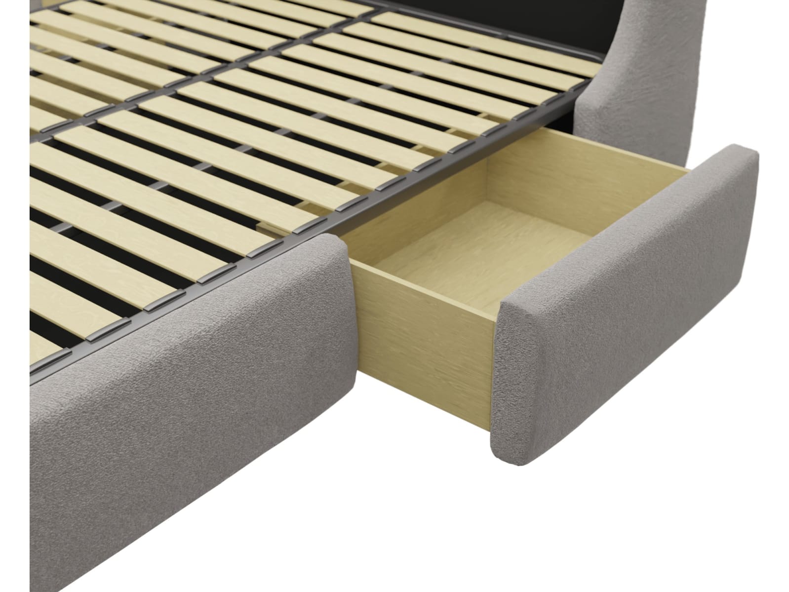 Lucy Drawer Bed Boucle Pumice color Boucle Pumice