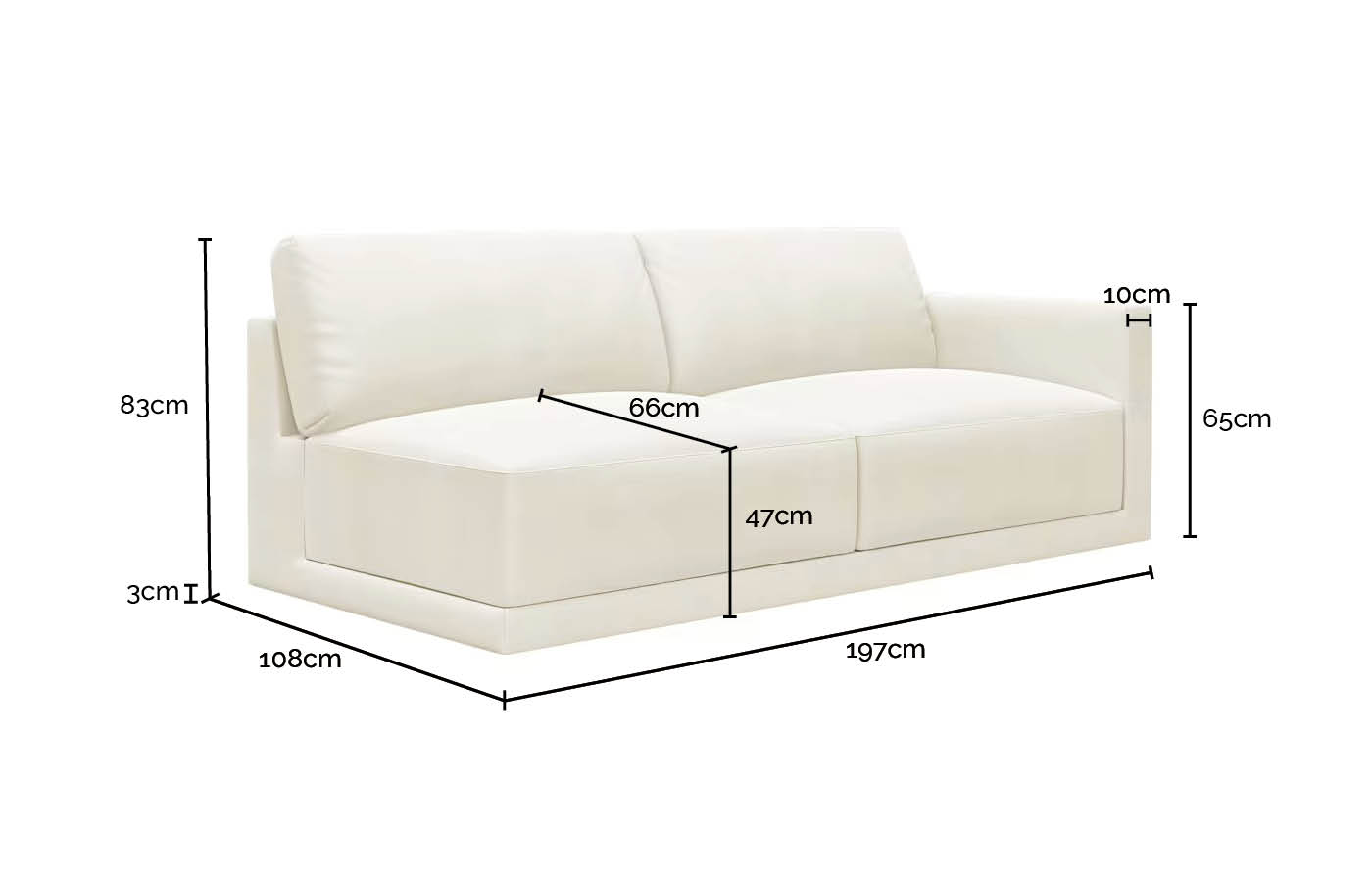 Haven Avon Mineral Right Arm Facing 3 Seater Module color Avon Mineral