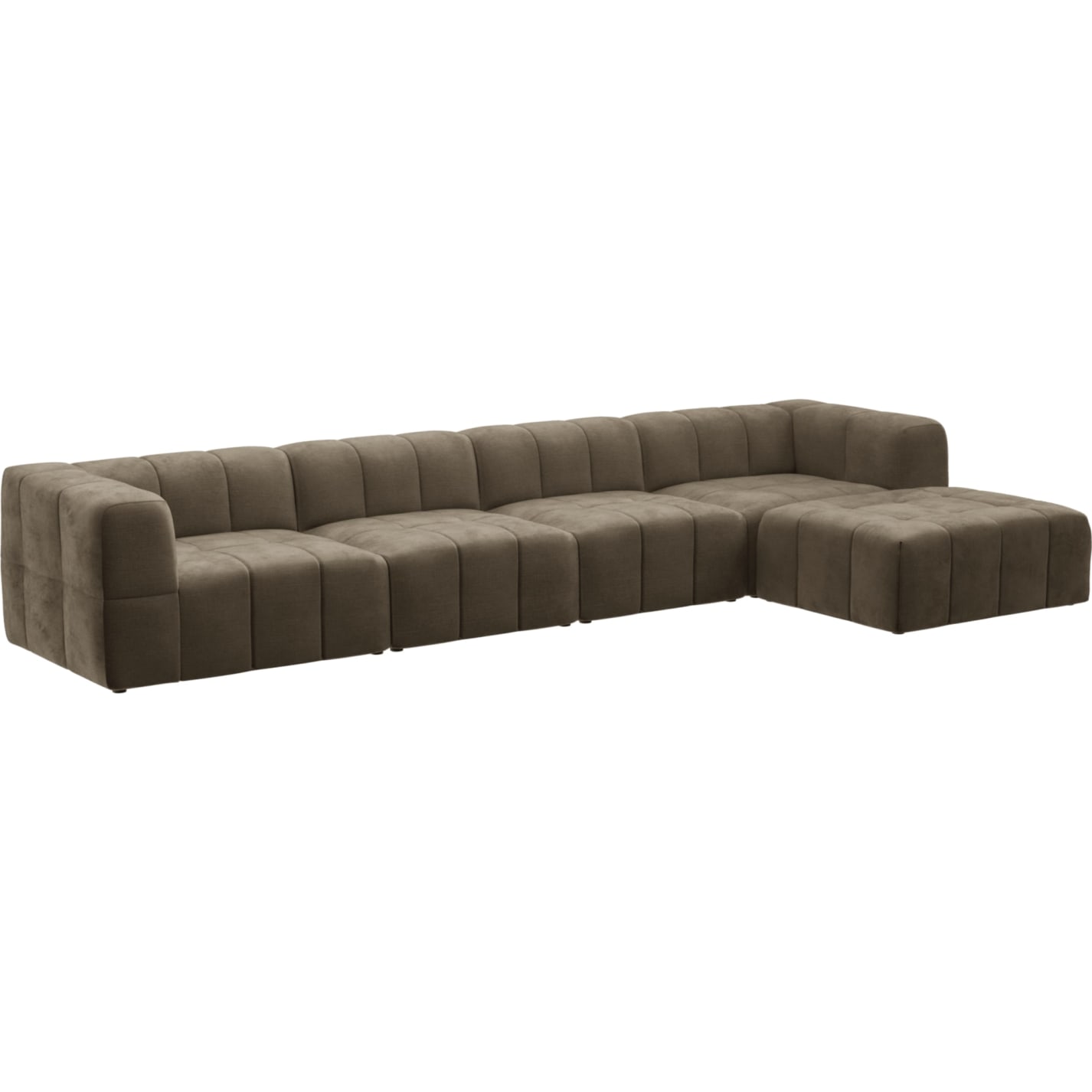 Lucello Tribute Walnut Modular Sofa with Ottoman - 5 Piece color Tribute Walnut