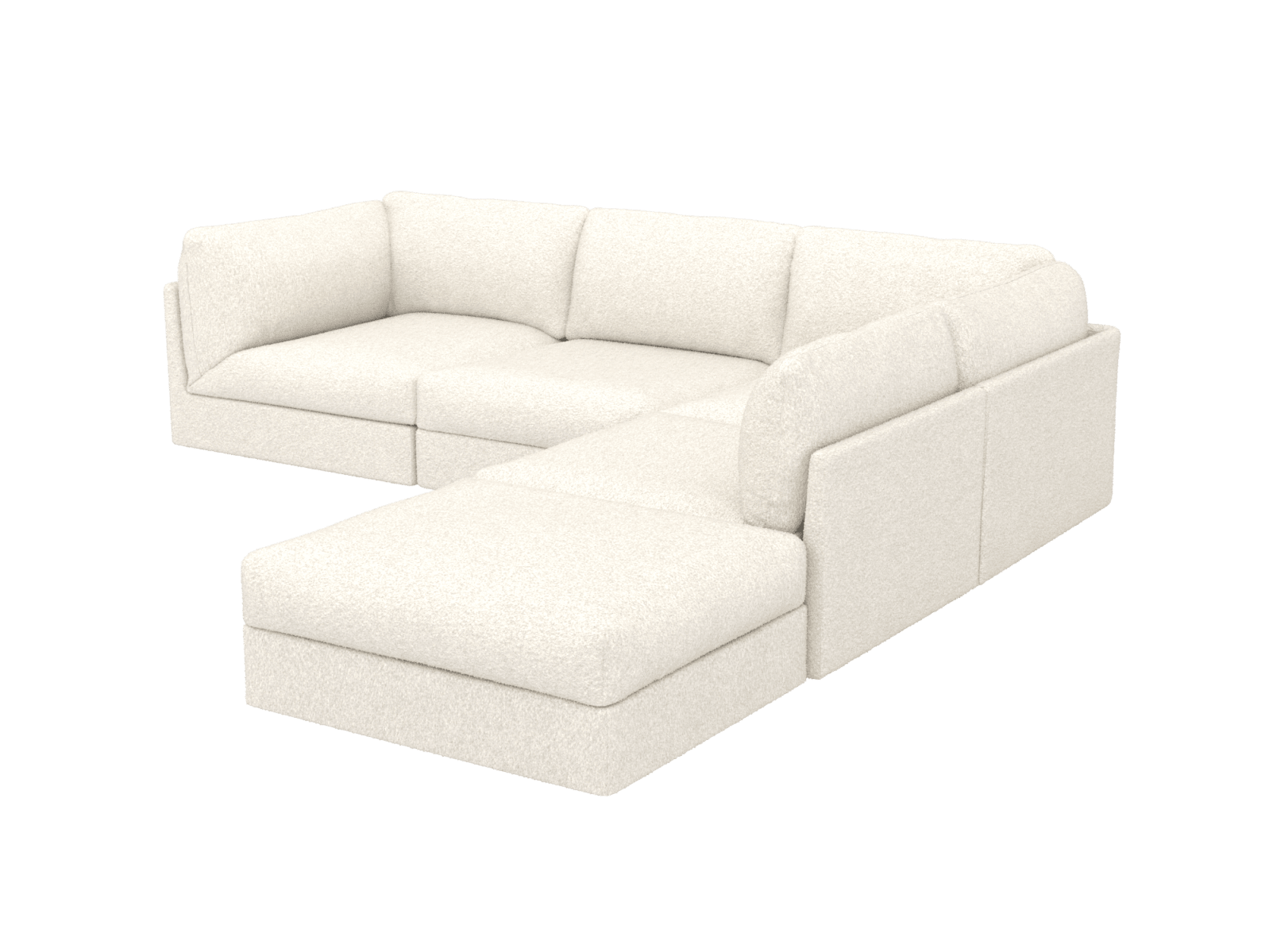 Finley Boucle Ivory Modular Sofa - 5 Seater RAF Terminal color Boucle Ivory