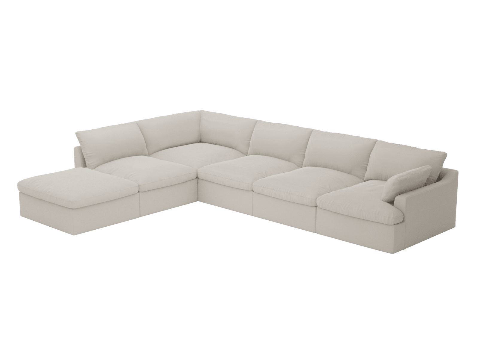 Retreat View Cream Modular Sofa - 6 Seater LAF Terminal color View Cream