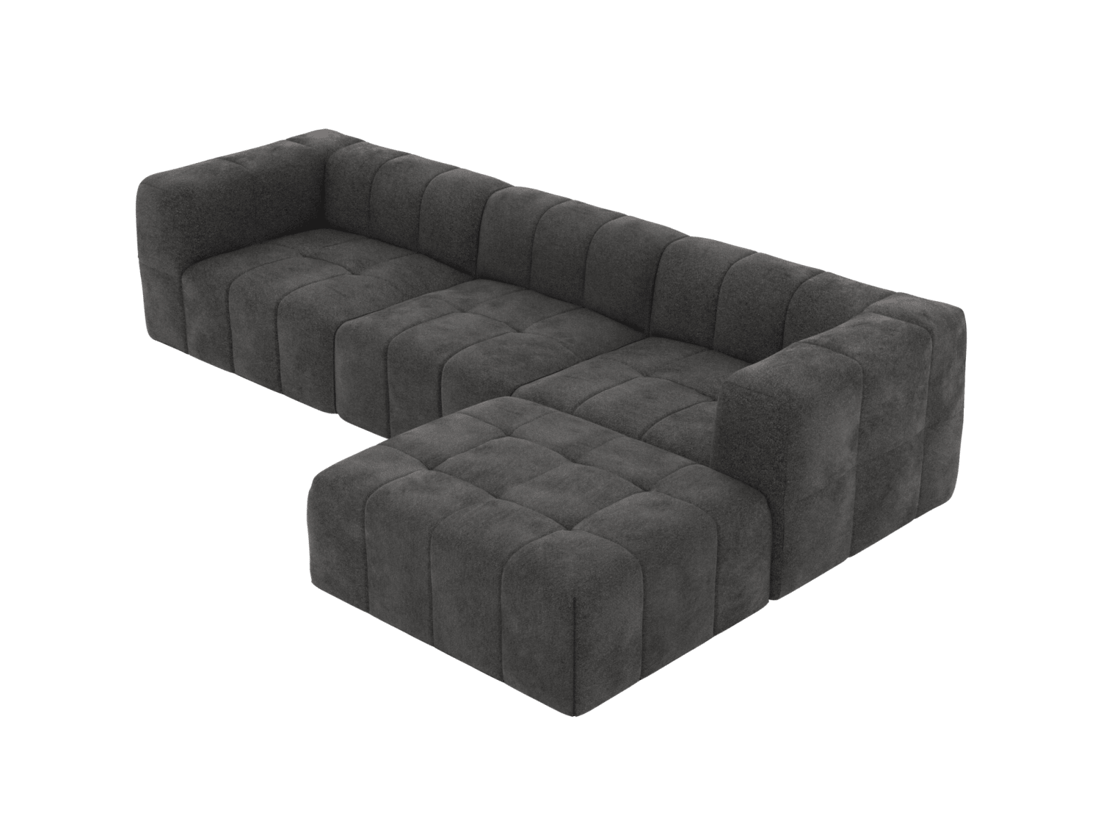 Lucello California Charcoal Modular Sofa with Ottoman - 3 Seater color California Charcoal