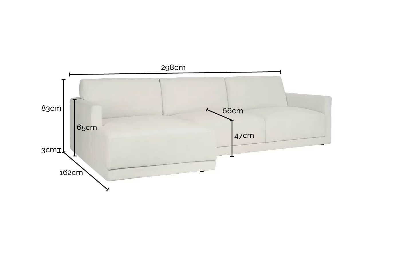 Haven Avon Honey 3 Seater Chaise Sofa color Avon Honey