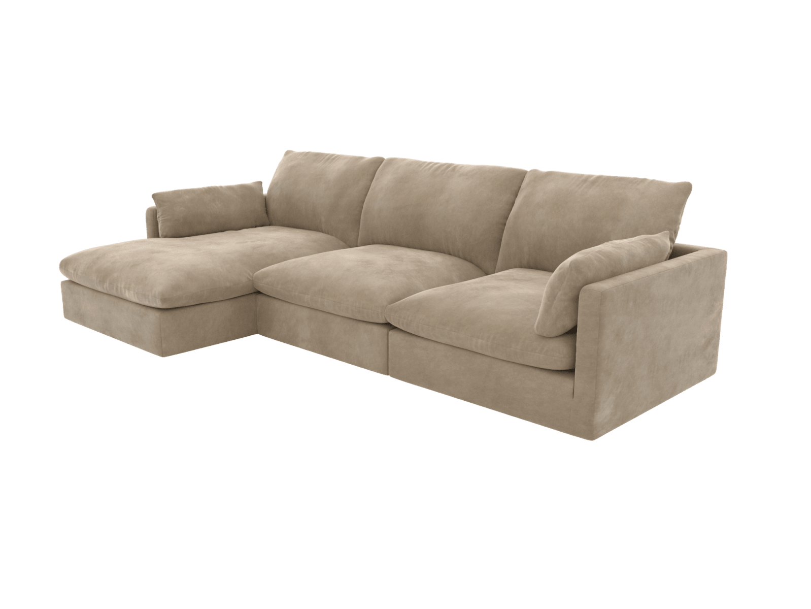 Willow Muse Soft Brown Chaise Sofa - 3 Seater color Muse Soft Brown