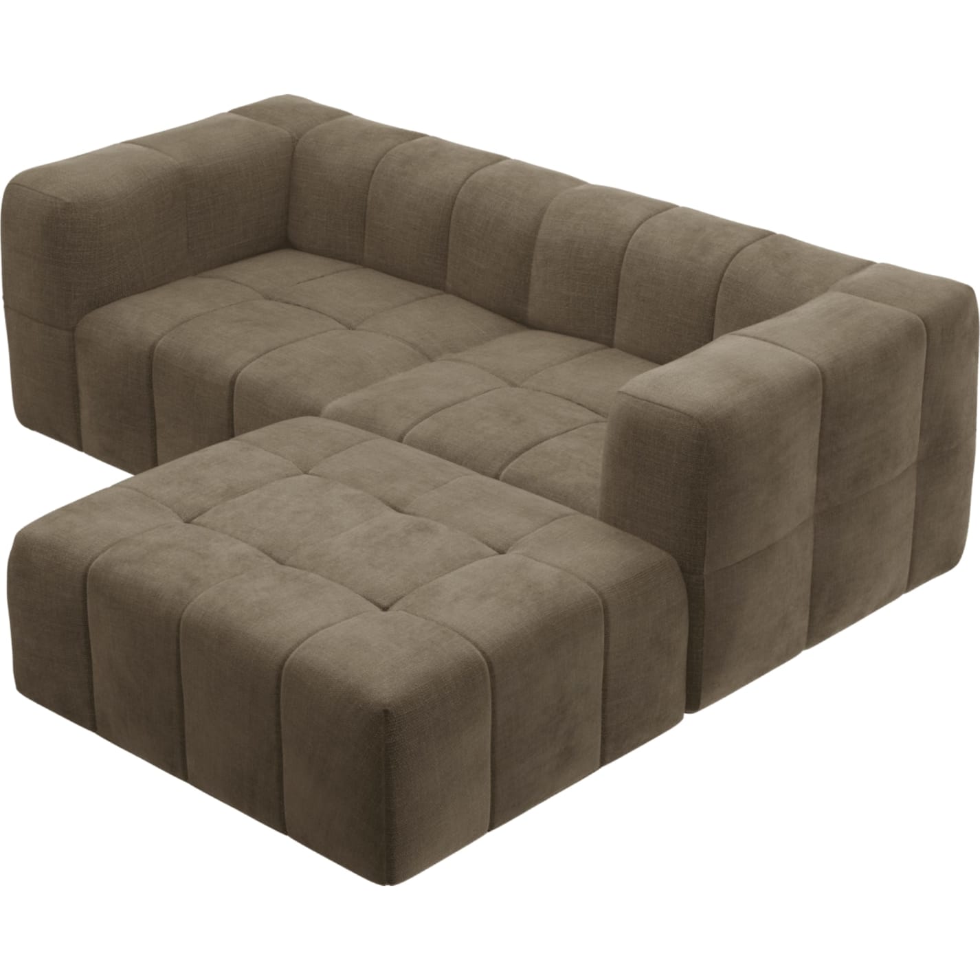 Lucello Tribute Walnut Modular Sofa with Ottoman - 3 Piece color Tribute Walnut