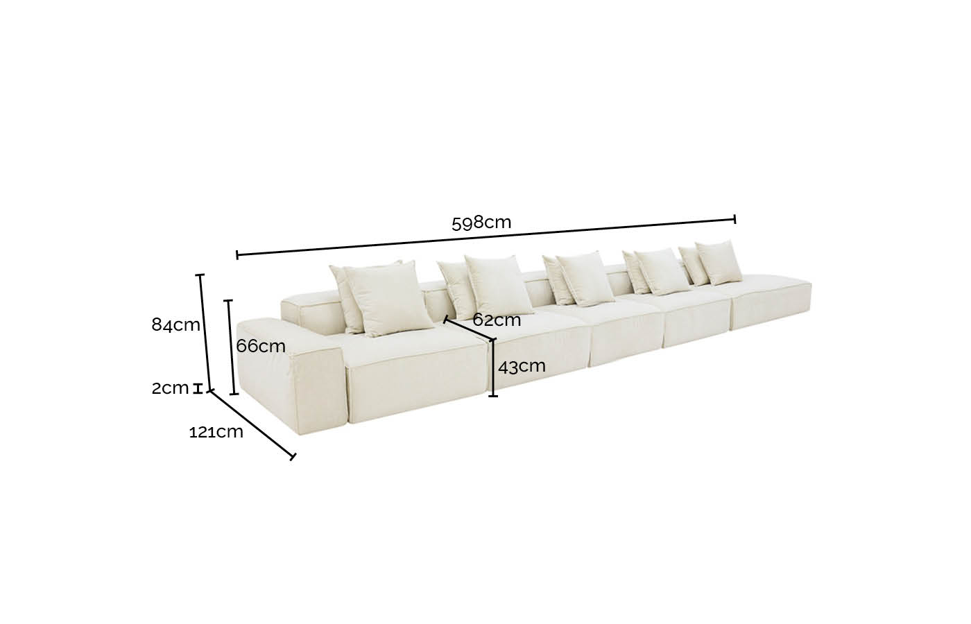 Riley Muse Forest 6 Seater Terminal Right Modular Sofa color Muse Forest