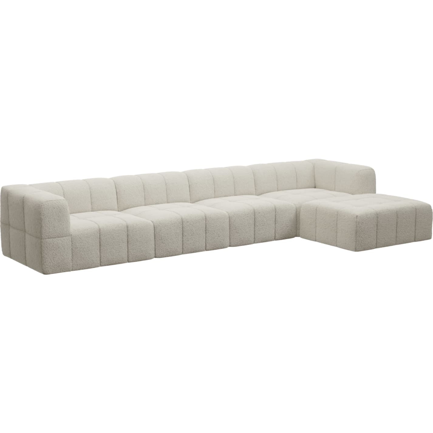 Lucello Boucle Ivory Modular Sofa with Ottoman - 5 Piece color Boucle Ivory