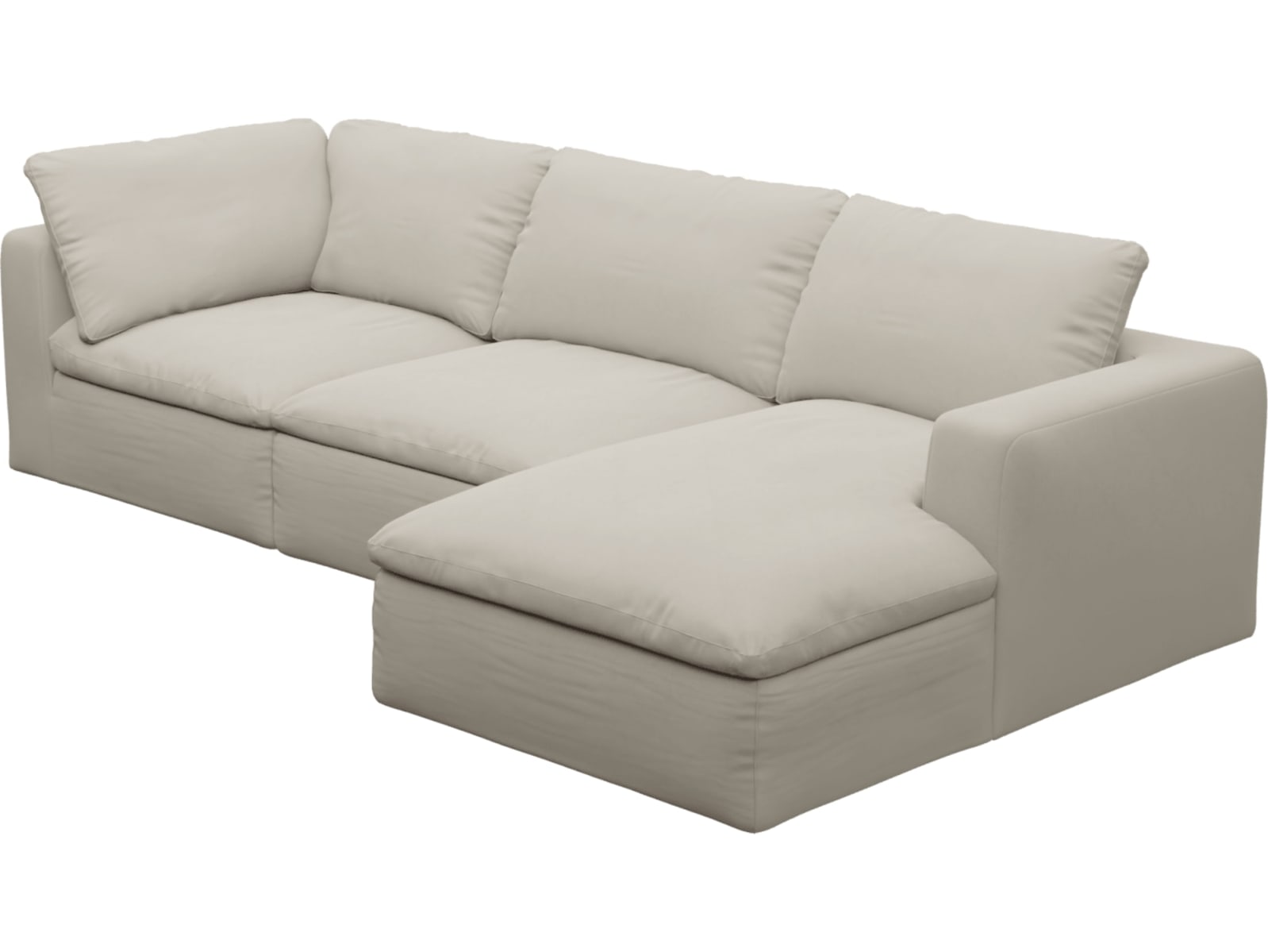 Cloud Deep Isla Sea Pearl Modular Sofa - 3 Seater Chaise color Isla Sea Pearl