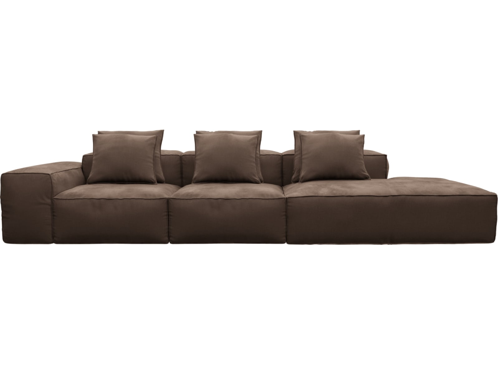 Riley Muse Chocolate Modular Sofa - 1x Arm, 2x Armless, 1x Right Terminal color Muse Chocolate