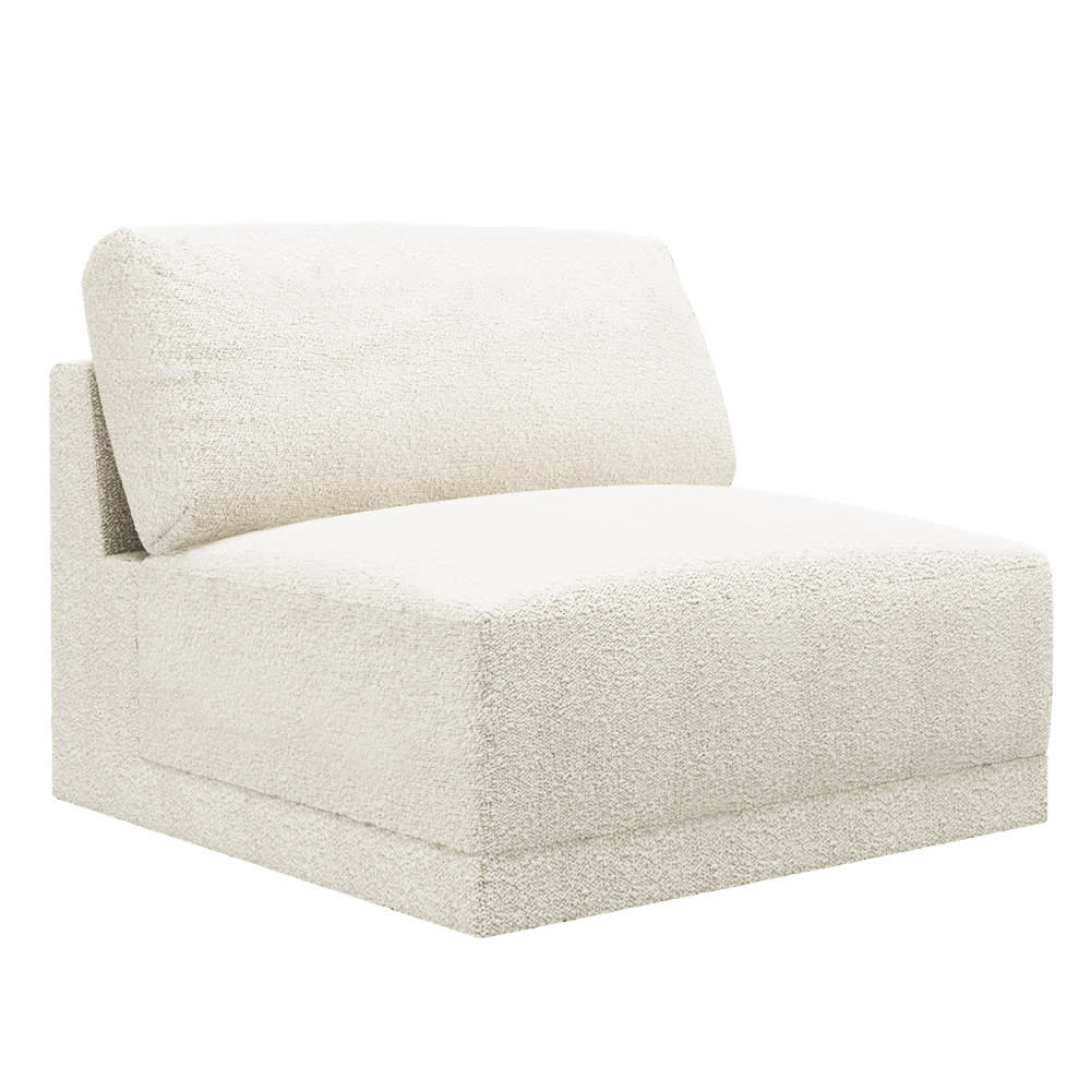 Haven Boucle Ivory Armless Sofa Chair Module color Boucle Ivory