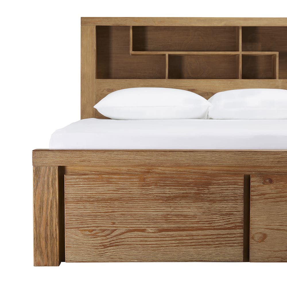 Hobart Bookend Storage Bed Frame color Rustic Brown