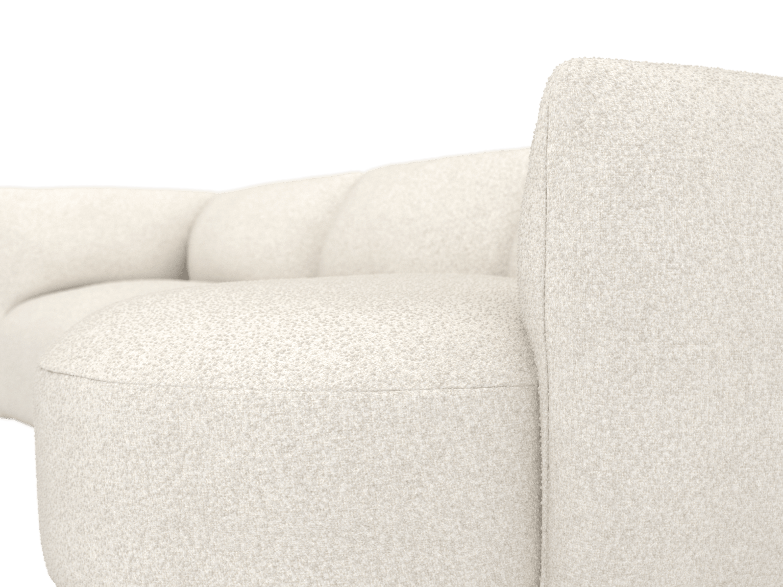 Dillon Boucle Ivory Round Chaise Sofa - 3 Seater color Boucle Ivory
