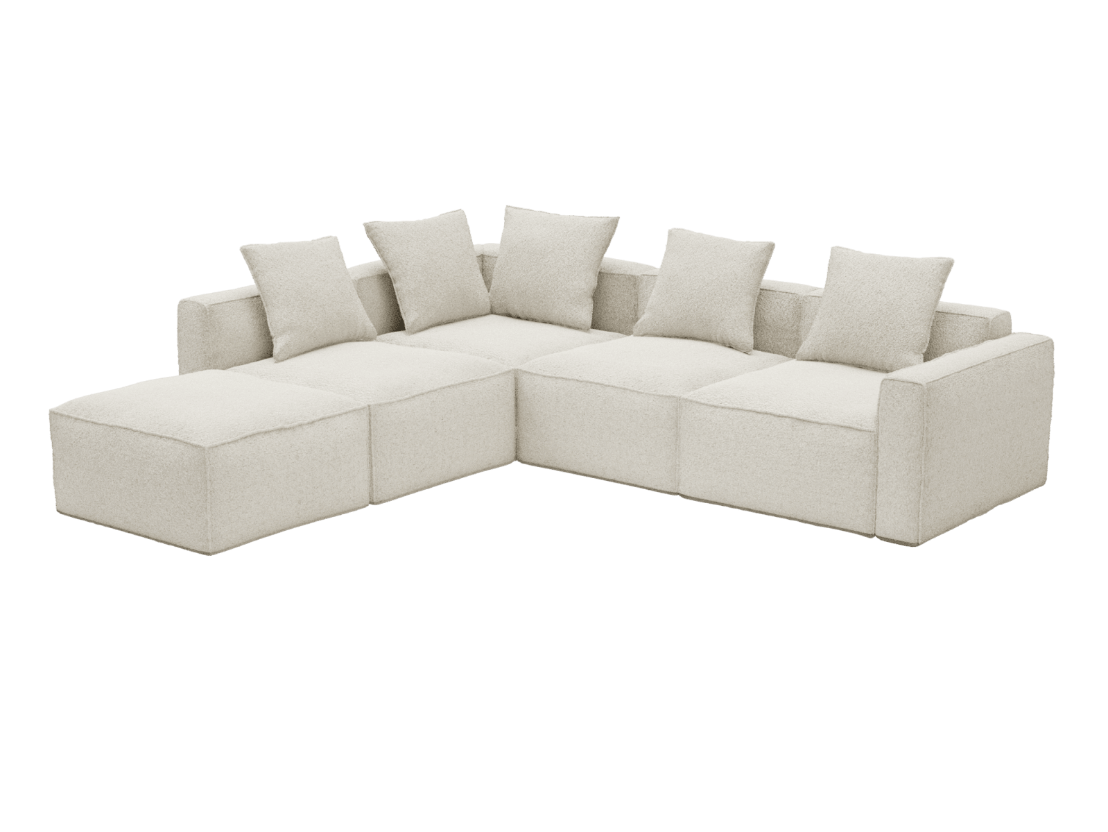 Riley Apt Boucle Ivory Sofa - 5 Seater LAF Terminal color Boucle Ivory