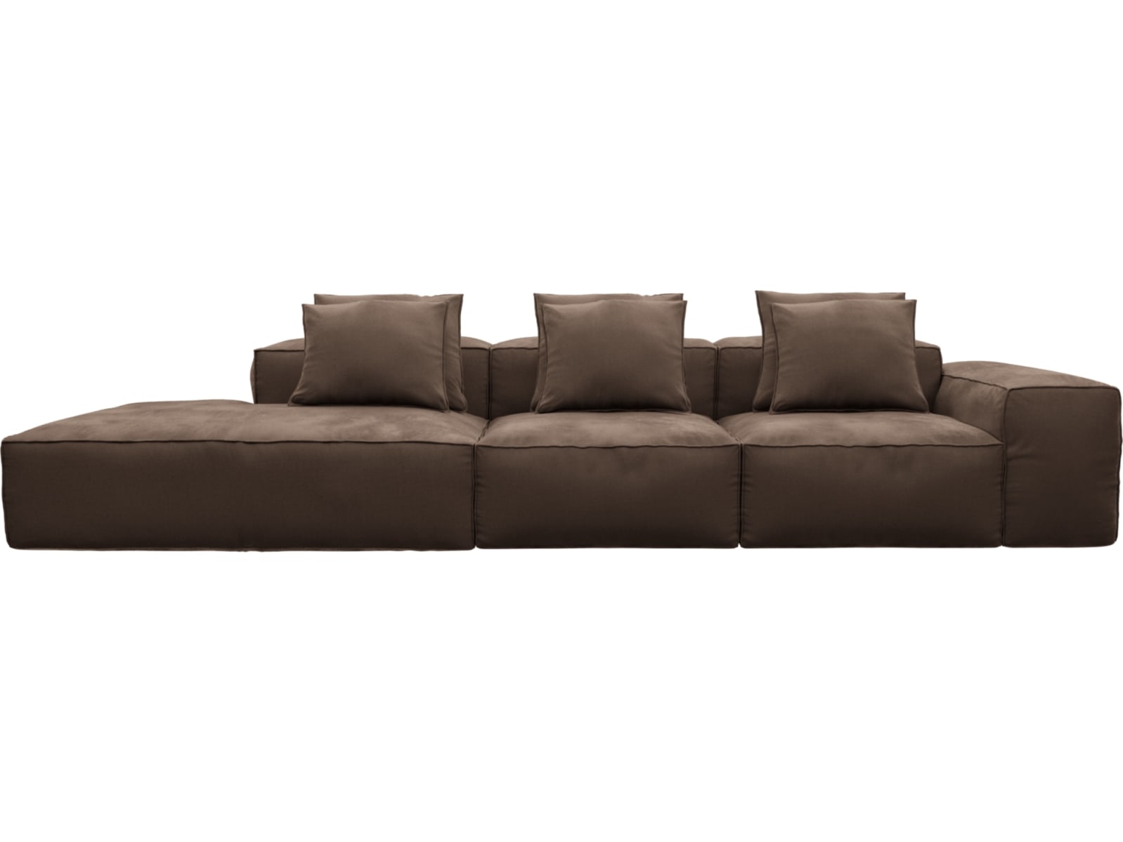 Riley Muse Chocolate Modular Sofa - 1x Arm, 2x Armless, 1x Left Terminal color Muse Chocolate