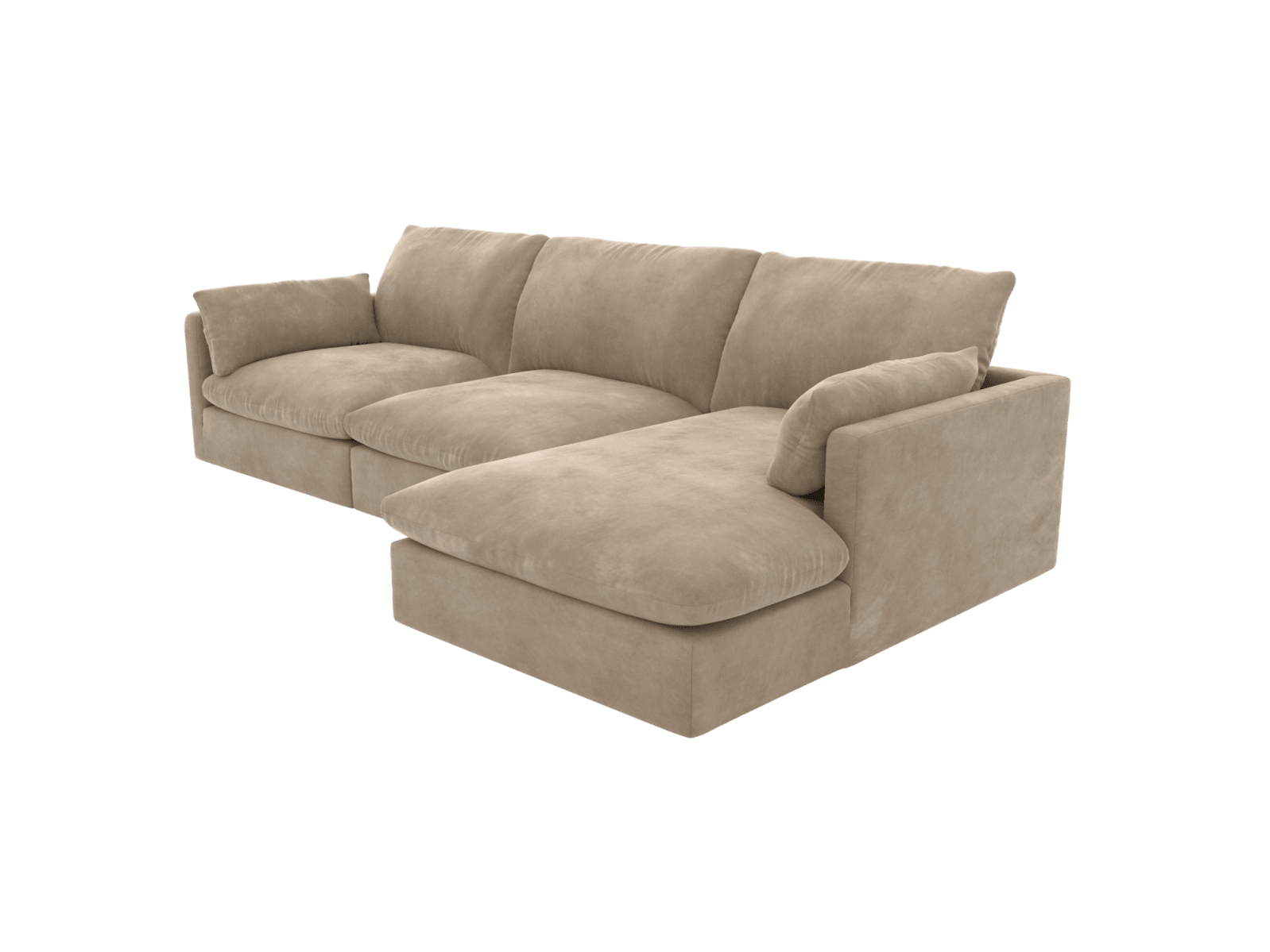 Willow Muse Soft Brown Chaise Sofa - 3 Seater color Muse Soft Brown