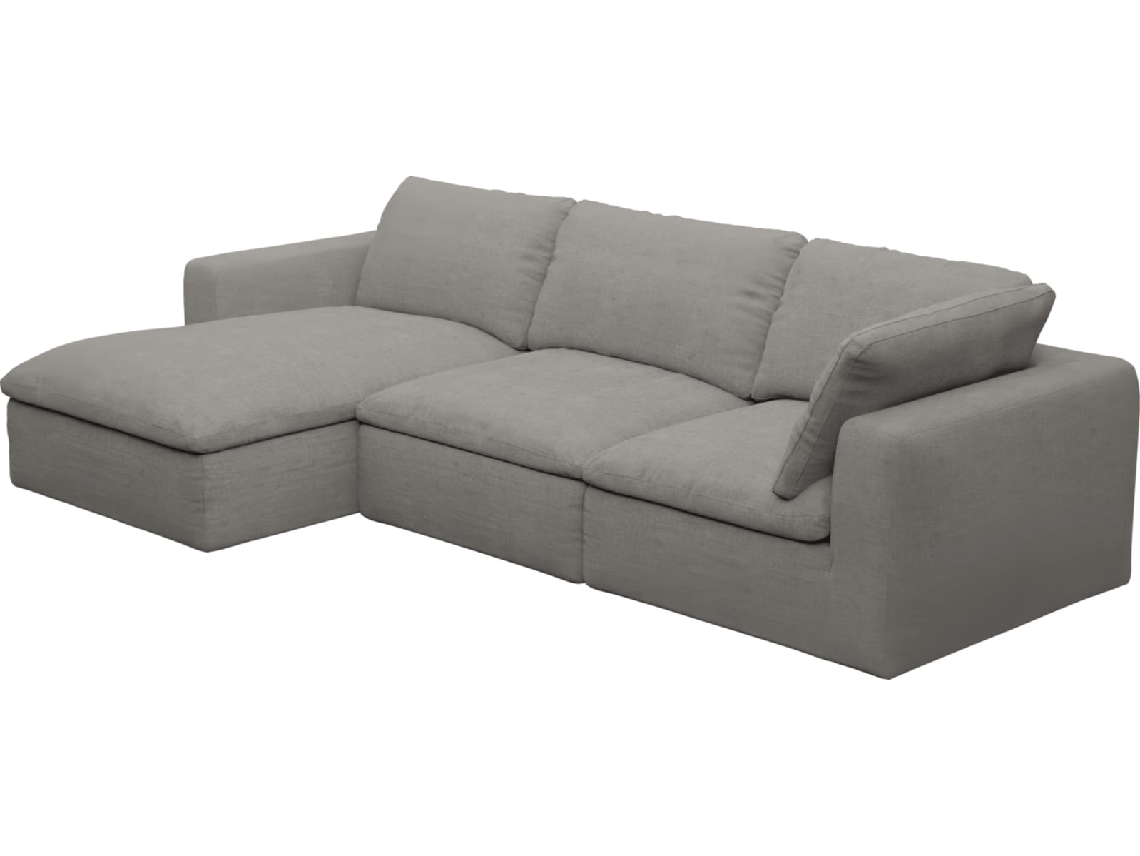Cloud Deep Isla Soft Grey Left Facing Modular Sofa - 3 Seater Chaise color Isla Soft Grey
