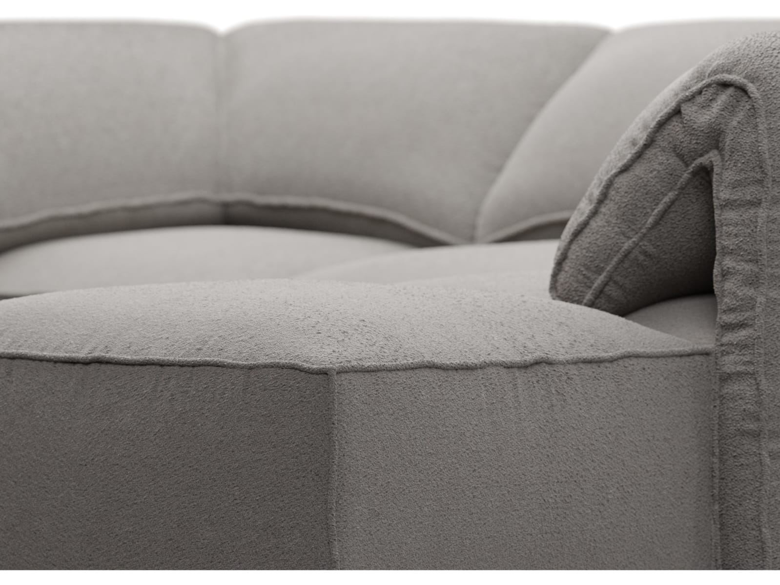 Kai Boucle Pumice Modular Sofa - 4 Seater and Ottoman color Boucle Pumice