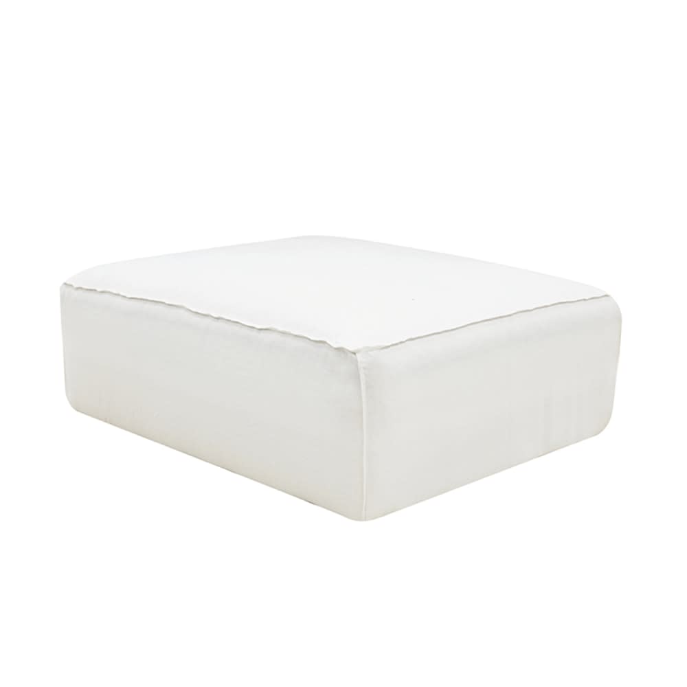 Riley Big Ottoman Slip Cover Linen Pure White color Linen Pure White