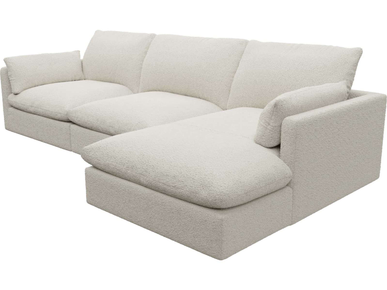 Willow Boucle Ivory Chaise Sofa - 3 Seater color Boucle Ivory