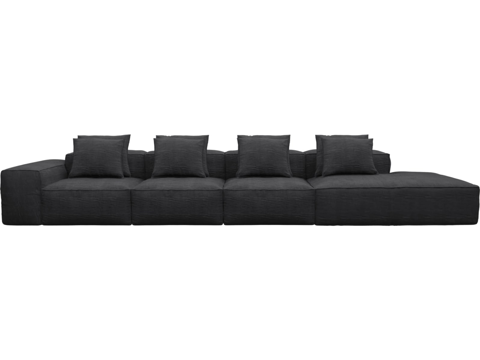 Riley Plaza Flint Grey Modular Sofa - 1x Arm, 3x Armless, 1x Right Terminal color Plaza Flint Grey