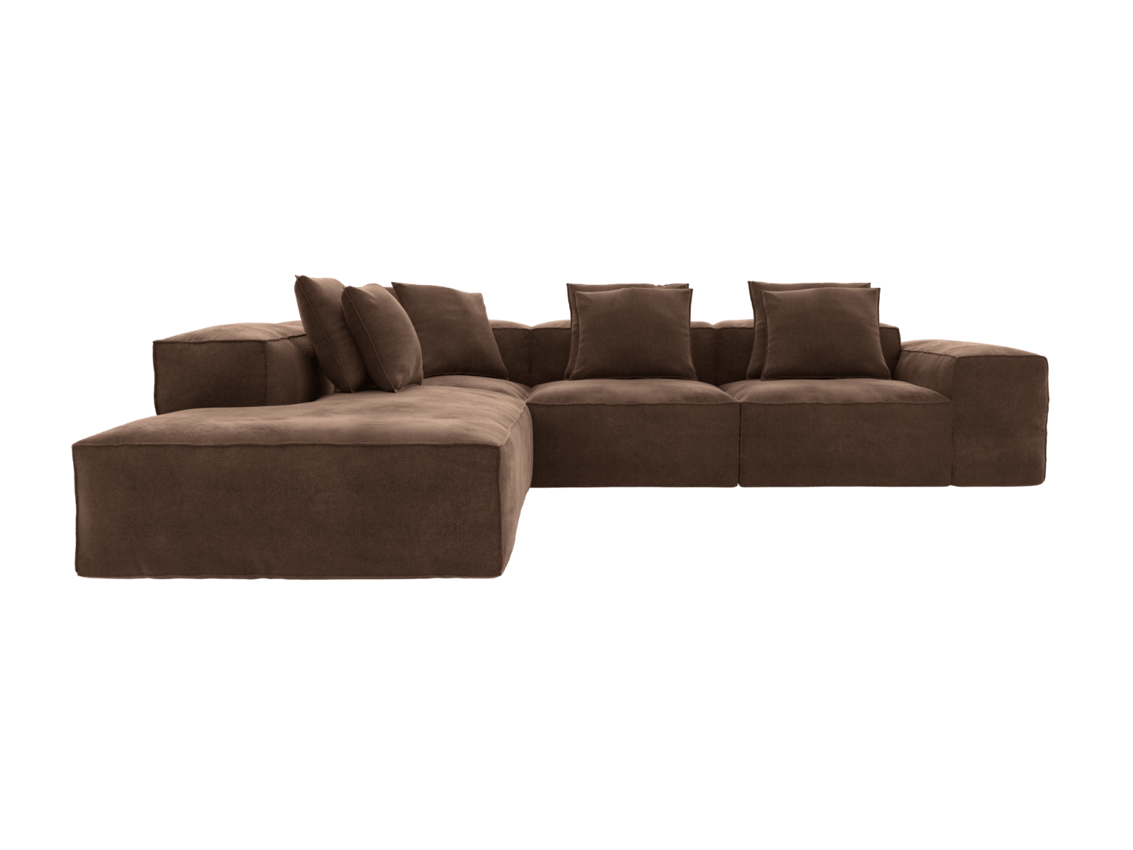 Riley Muse Chocolate 5 Seater Terminal Left Corner Modular Sofa color Muse Chocolate