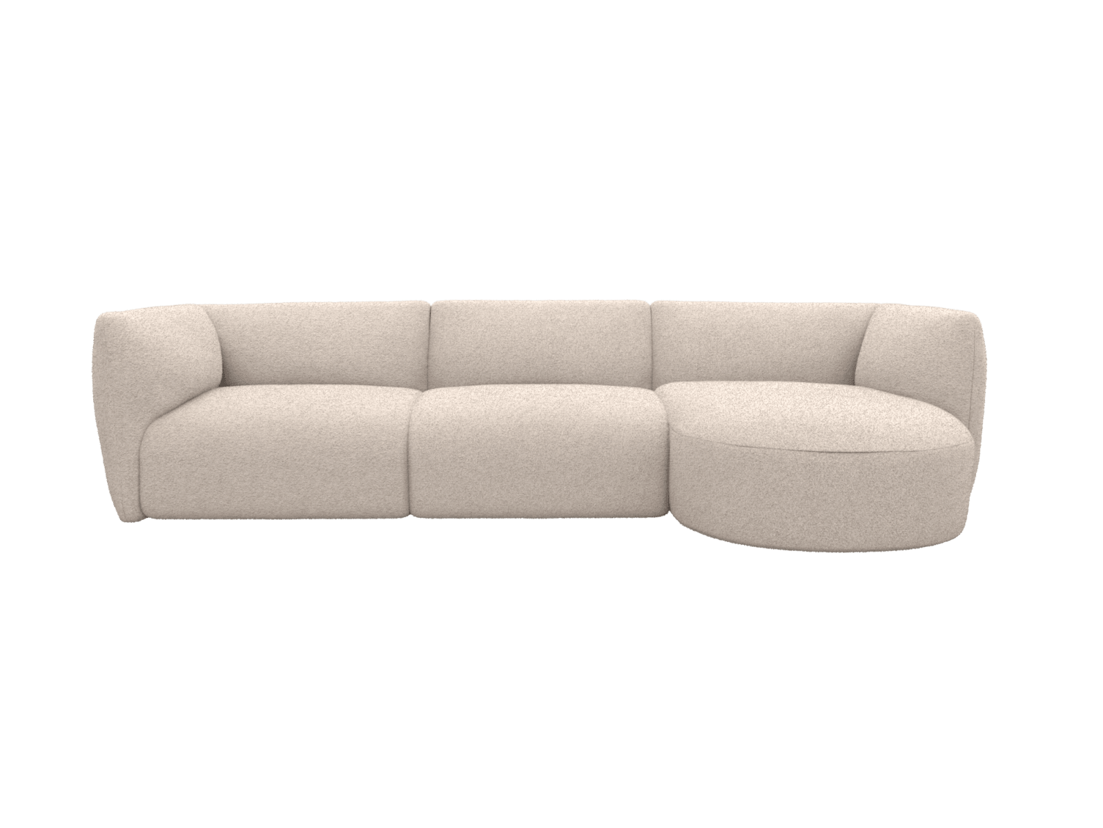 Dillon Boucle Pumice Round Chaise Sofa - 3 Seater color Boucle Pumice