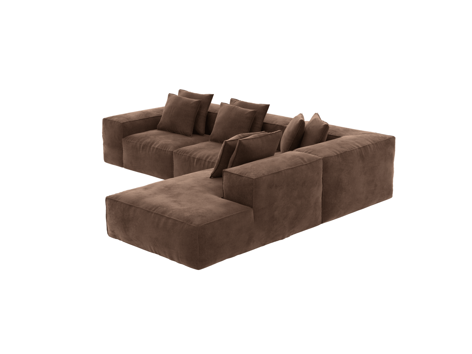 Riley Muse Chocolate 5 Seater Terminal Right Corner Modular Sofa color Muse Chocolate