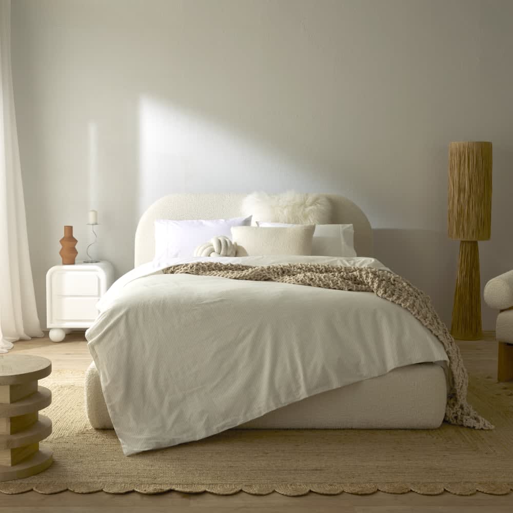 Capri Gas Lift Bed Boucle Ivory color Boucle Ivory