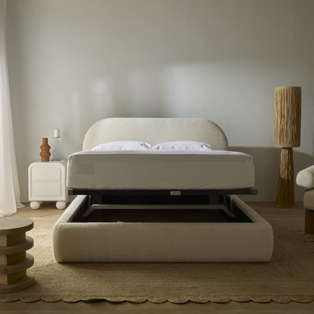 Capri Gas Lift Bed Boucle Ivory Double color Ivory