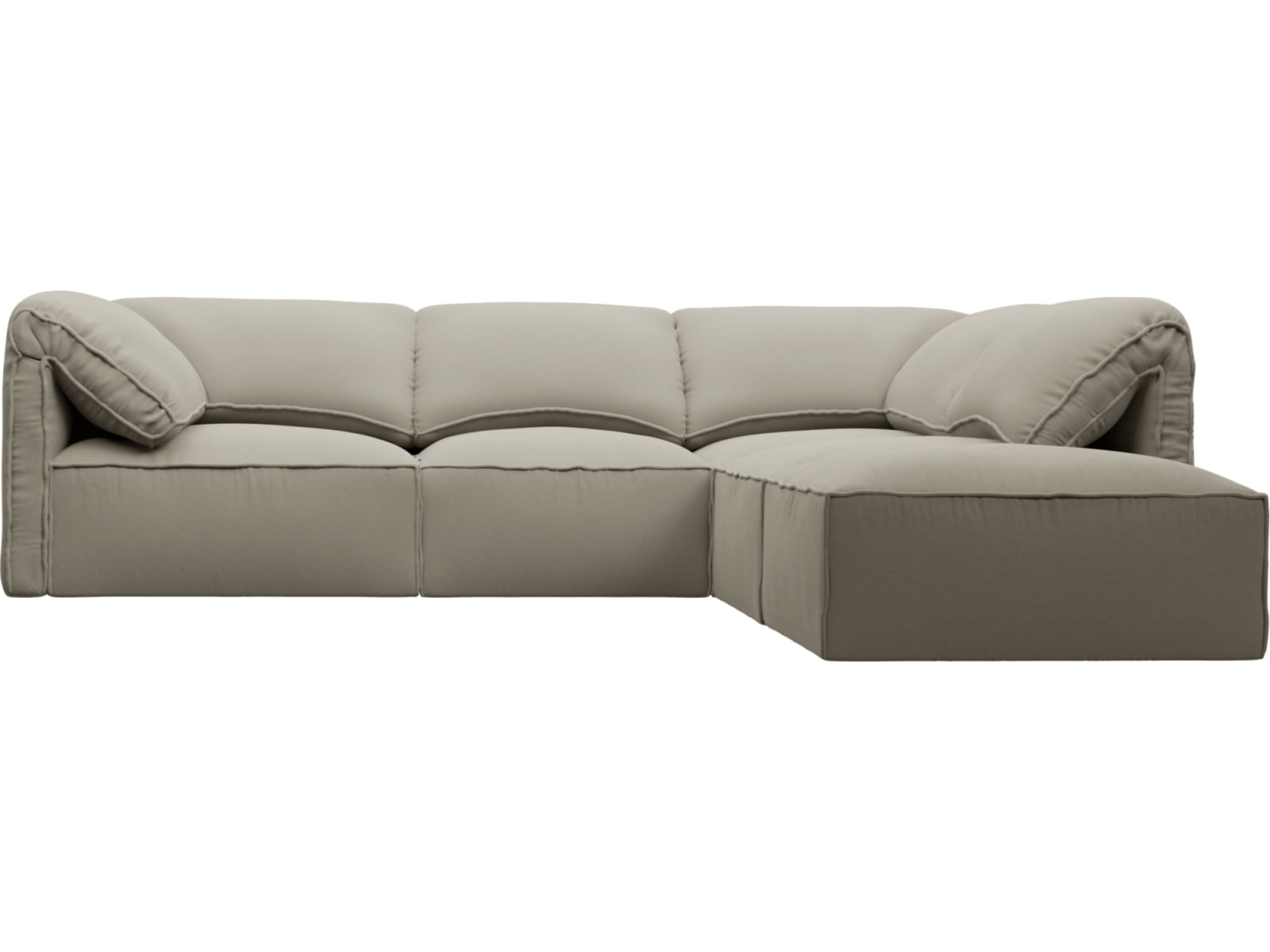 Kai Plaza Natural Modular Sofa - 4 Seater and Ottoman color Plaza Natural