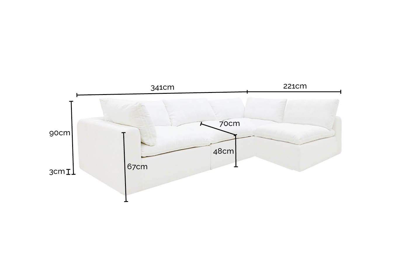 Cloud Deep Muse Rust Modular Sofa - 4 Piece color Muse Rust