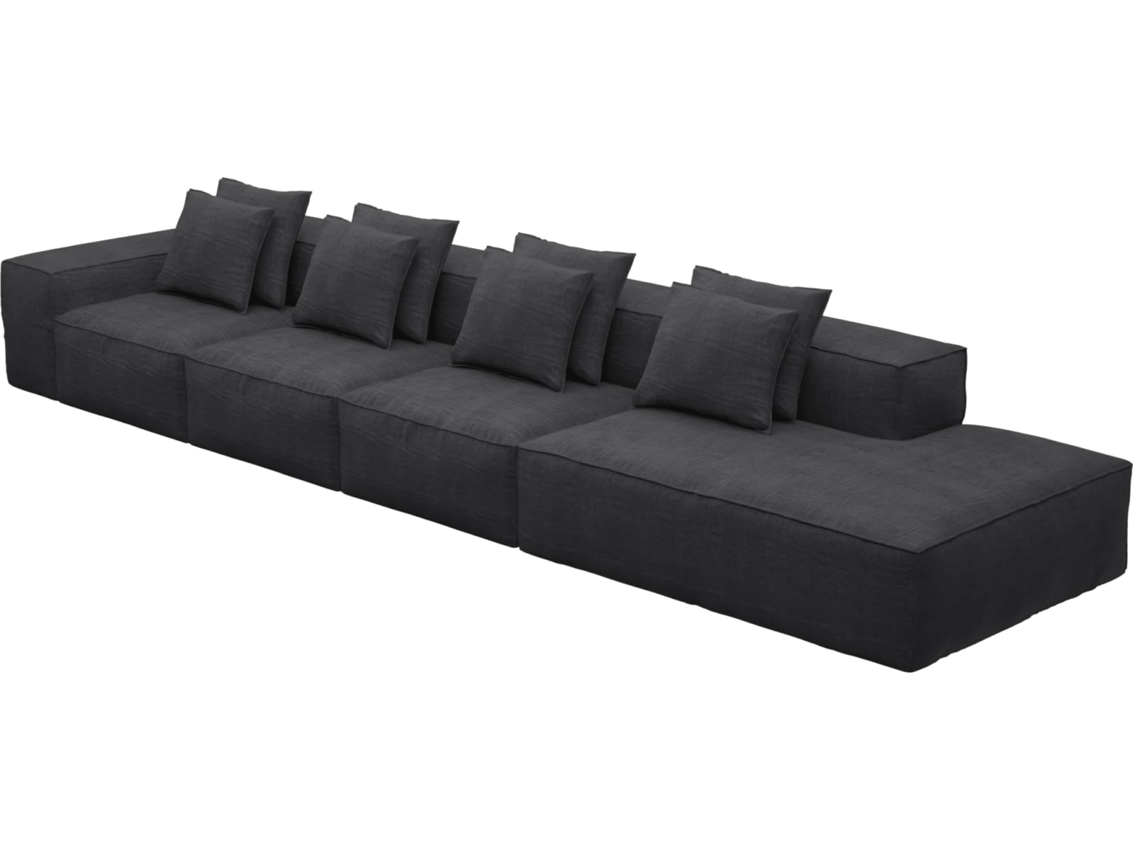 Riley Plaza Flint Grey Modular Sofa - 1x Arm, 3x Armless, 1x Right Terminal color Plaza Flint Grey
