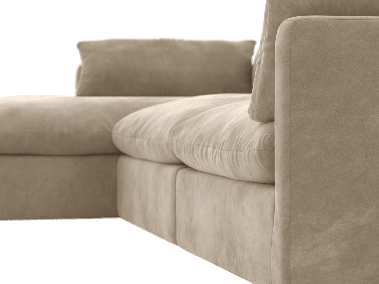 Willow Muse Soft Brown Chaise Sofa - 3 Seater color Muse Soft Brown