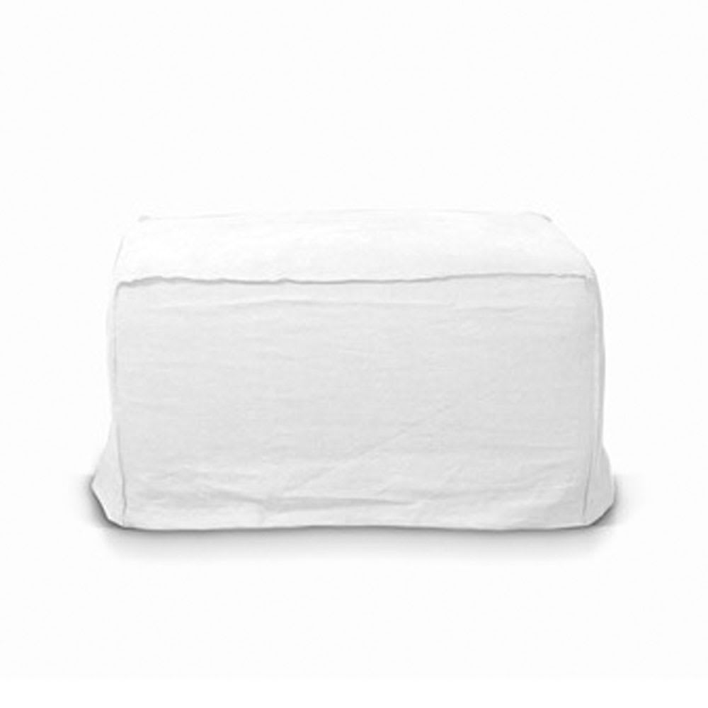 Como Linen Square Ottoman Cover Pure White - 70cm x 70cm color Linen Pure White