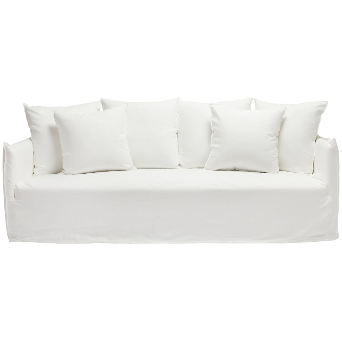 Como Linen Standard Sofa Cover Pure White - 3 Seater color Linen Pure White