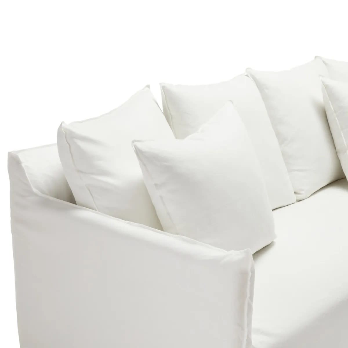 Como Linen Deep Sofa Cover White - 3.5 Seater color White
